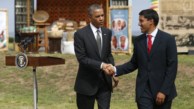 Shah and President Obama at a food security exhibition in Senegal. Photo credit Jason Reed of Reuters.